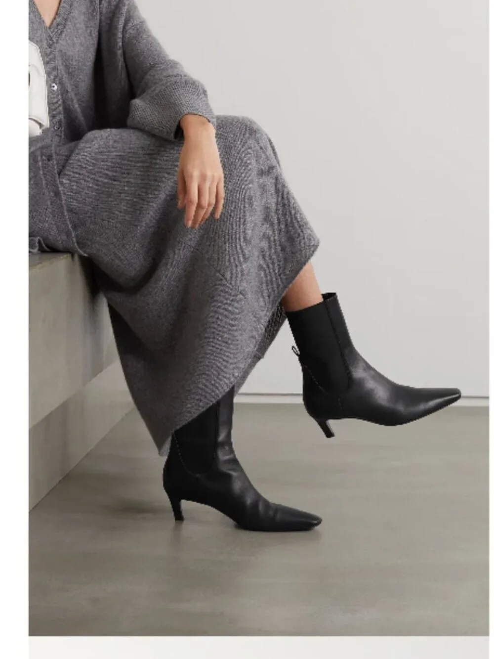 TOTEME The Mid Heel leather Chelsea boots Black Workwear Classic Size 7